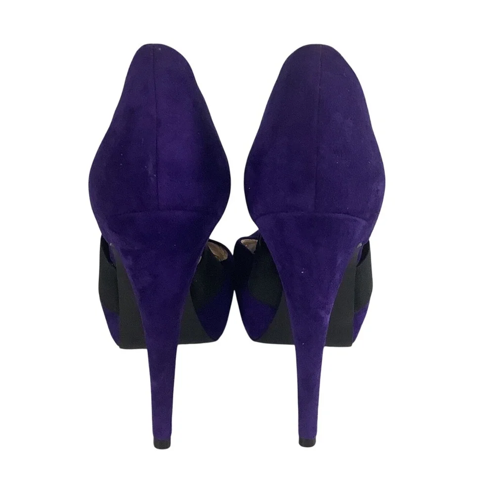 Guess GWKAMPBELL Purple Suede Elastic Platform Peep Toe Heels Mens 7M 002